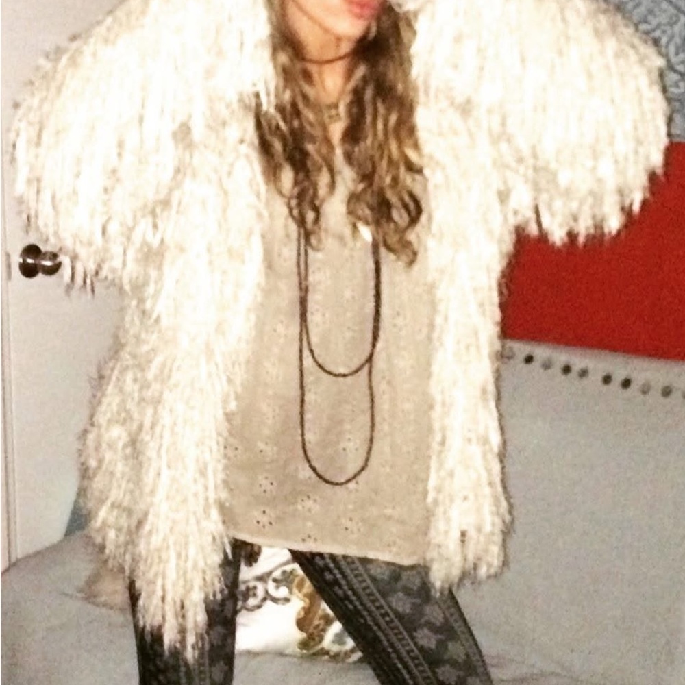 Cream Shaggy Faux Fur Coat